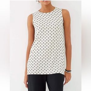 J.Jill Wearever Long Tank tunic Cream floral stamp M